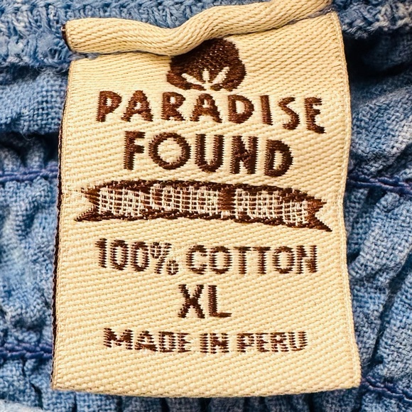 Paradise Found Denim Blue Embroidered Boho Mini Dress 100% Cotton Sleeveless - Picture 9 of 9